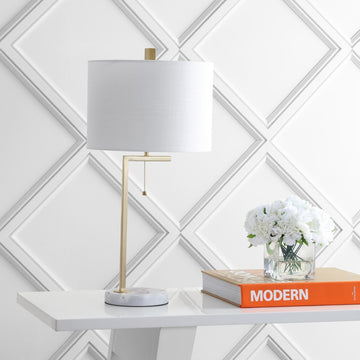 Alyssa 24.5" Metal/Marble LED Table Lamp - JONATHAN Y